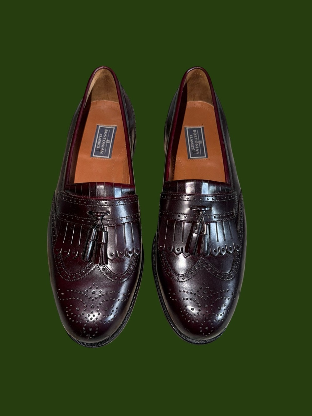 Bostonian Classics Cordovan Kilty Tasseled Wingtip Leather Loafers Men’s Size 10